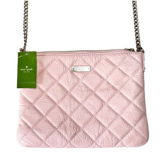 NWT Kate Spade Quilted Leather Shoulder Crossbody Bag Petal Pink Coquette Girly - Picture 3 of 13